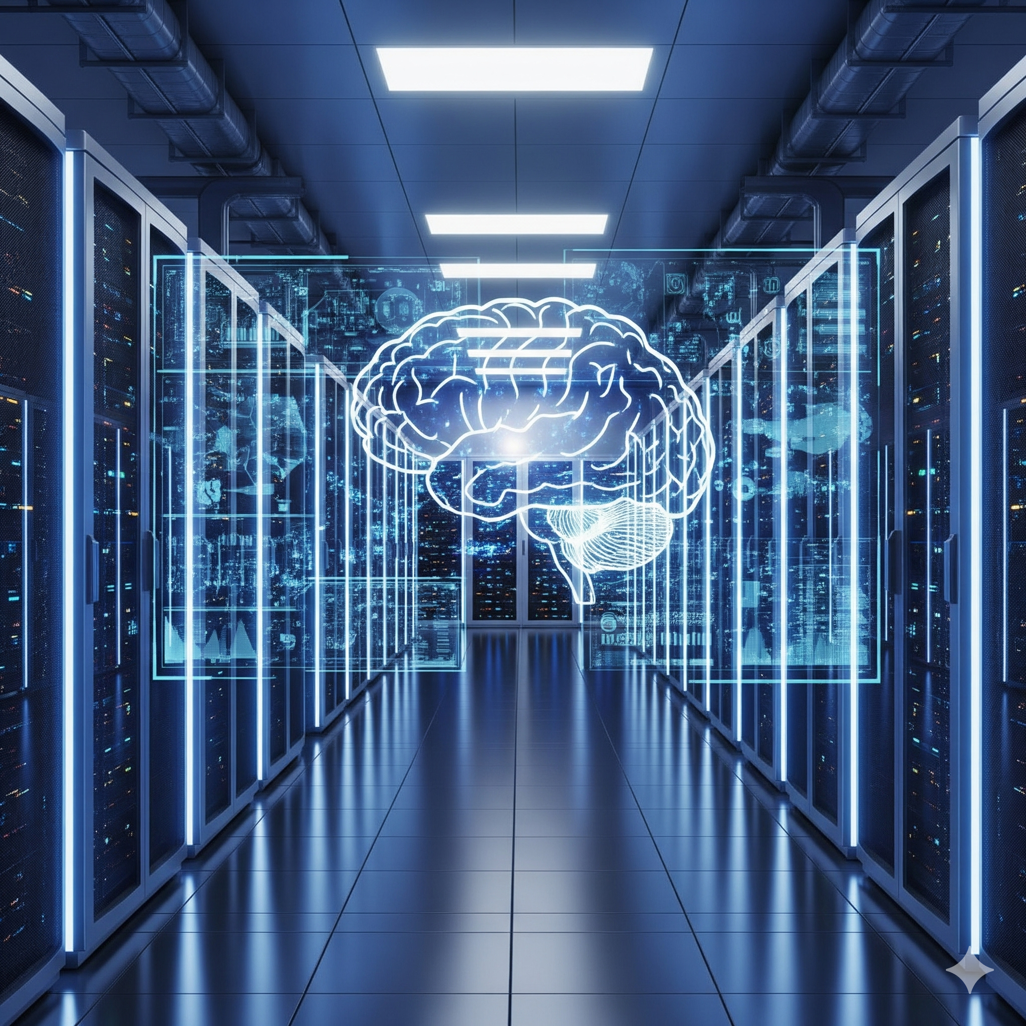 Illustration Data center et Intelligence Artificielle